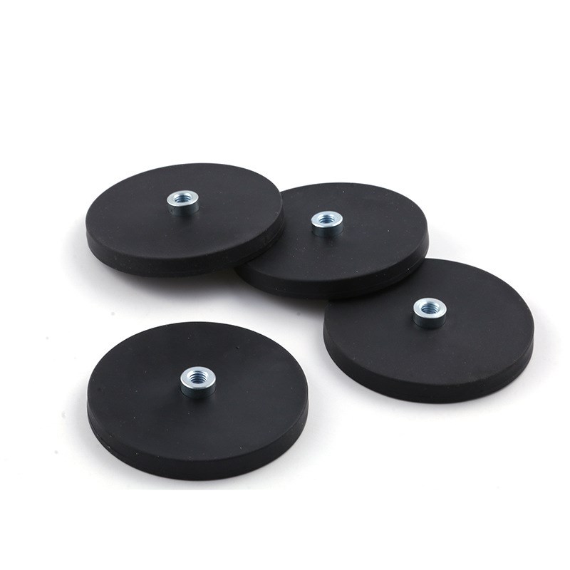 88mm凸螺纹m8包胶磁铁车顶灯强磁包胶吸盘强磁包胶吸盘底座