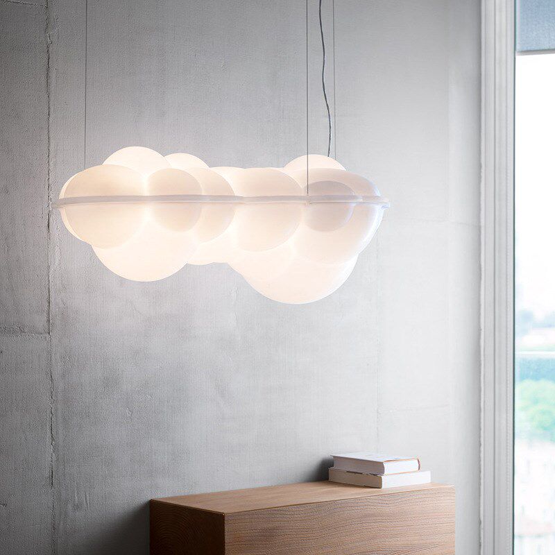 后现代个性展厅艺术吊灯设计师亚克力云朵造型灯酒店大堂工程灯具