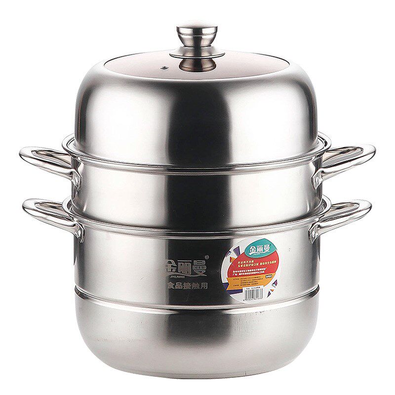 金丽曼双层蒸锅加厚大容量28 30 32cm多功能三层蒸馒头家用汤锅