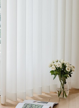 现代简约纱帘清新白纱窗帘窗纱飘窗客厅卧室阳台白色高级感纱xy