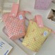 格子蝴蝶结圆筒笔袋少女心便携手提笔筒大容量学生文具收纳盒女生