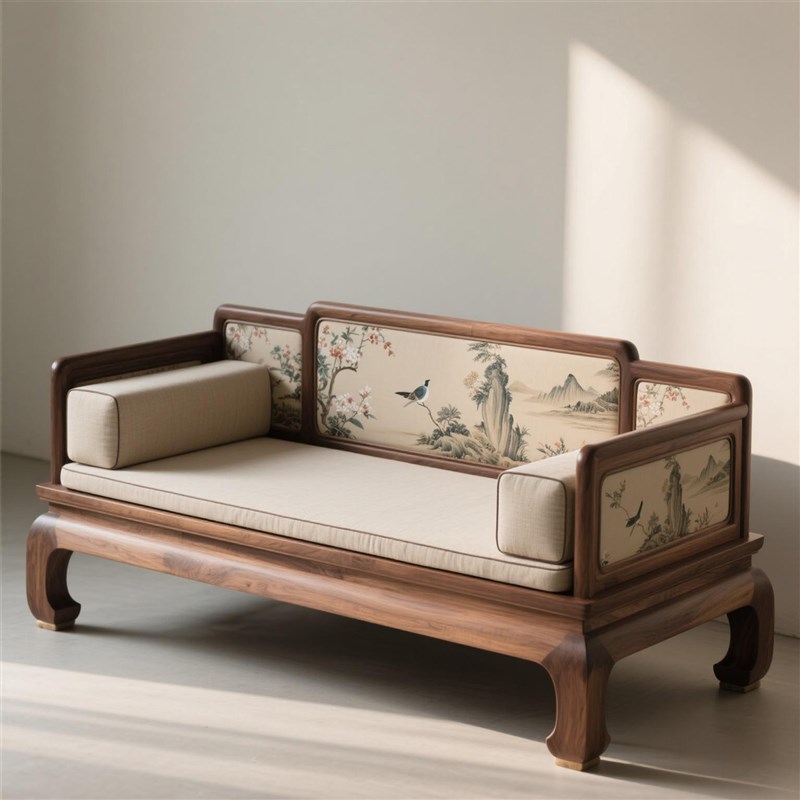 宋氏美学黑胡桃木罗汉床2s025新款高端禅意家用客厅实木沙发罗汉