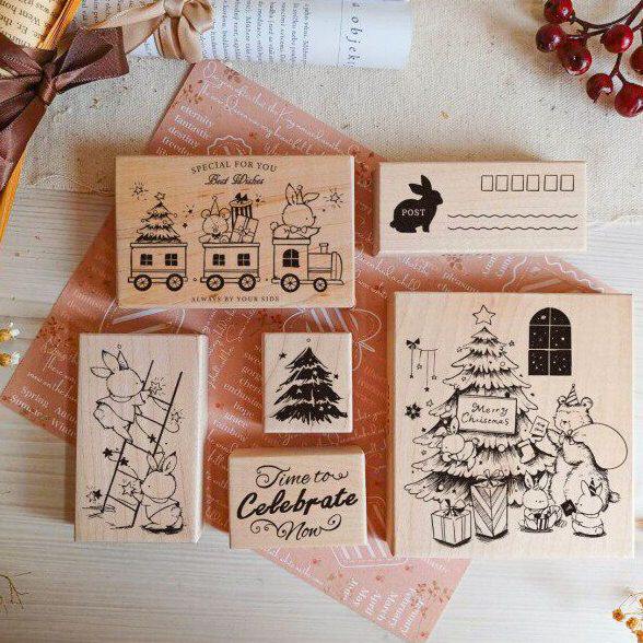 现货a兔子圣诞树 可爱印章 mic 圣诞日兔台湾 圣诞i兔兔小美