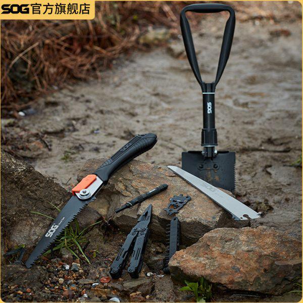 SOG索格户外装备多功能工具工兵铲折叠锯多功能钳哨子野营五件套