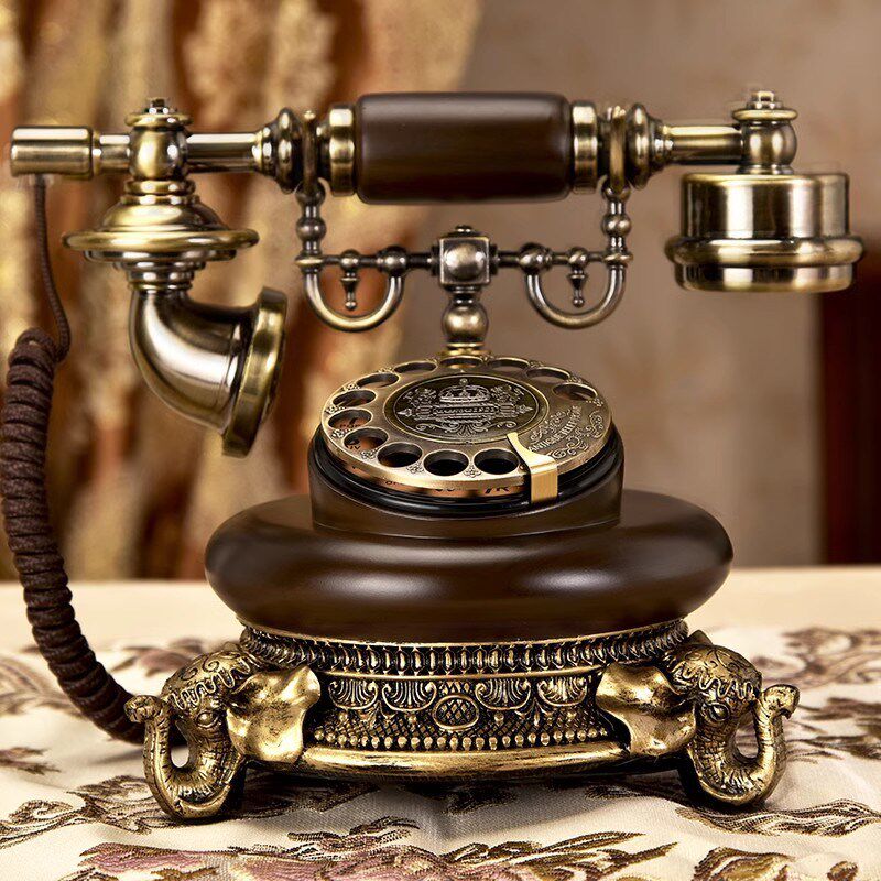 欧式复古转盘电话机有线家用仿古座机老式怀旧民国电话摆件道具