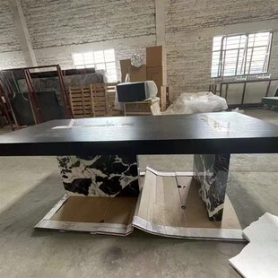 高端意式极简设计师黑色原木色实木办公桌餐桌茶桌创意茶桌大板桌
