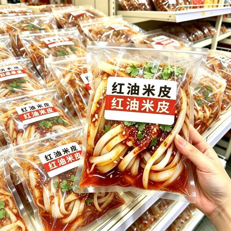 正宗汉中米皮开袋即食免煮真空面皮陕西热米皮凉拌凉皮方便食品