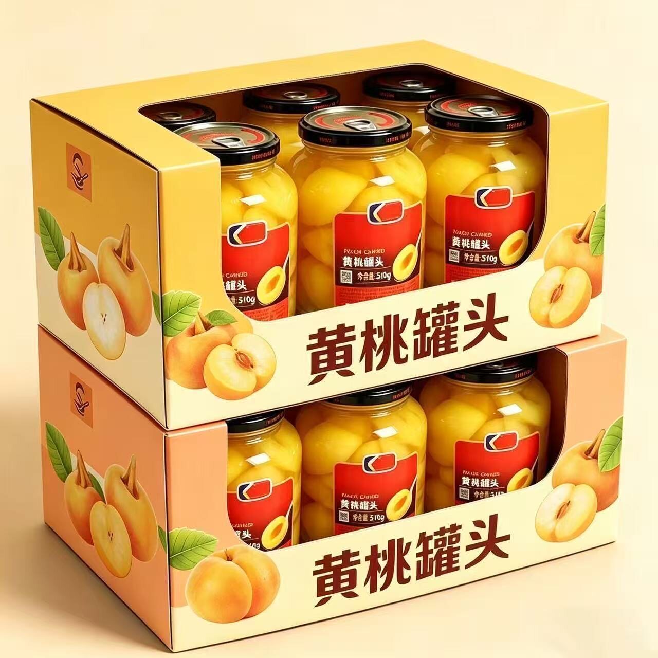 【整箱到手4大罐】新鲜黄桃罐头510g水果超大瓶黄桃罐头老年食品