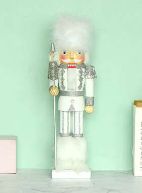 锡兵35CM蓬蓬头白色国王胡桃夹子圣诞节装饰欧式家居创意摆件