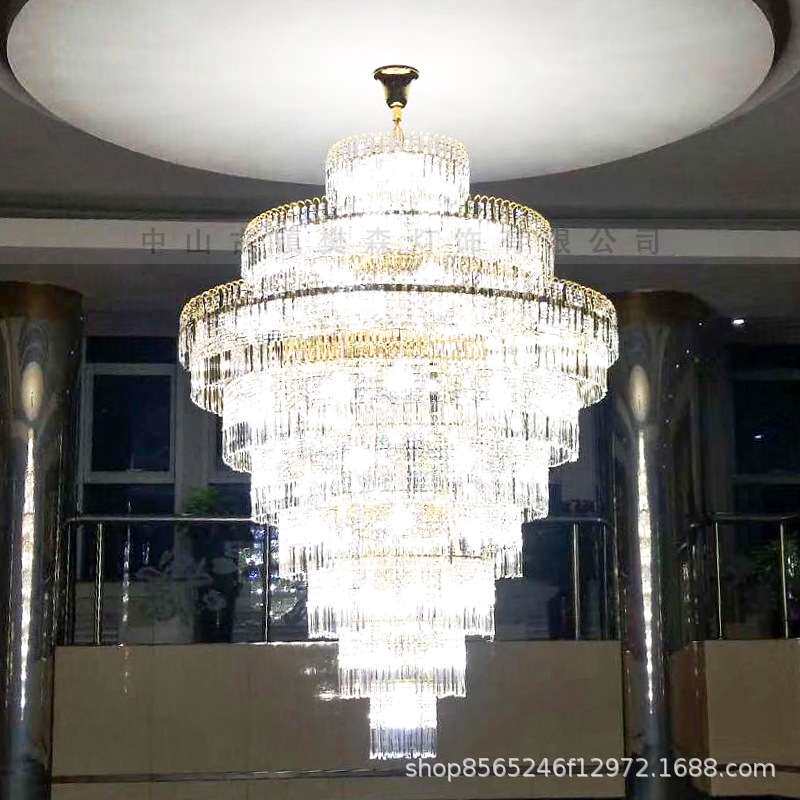 LED客厅灯水晶吊灯别墅大厅水晶灯具酒店工程灯大堂灯饰设计感灯