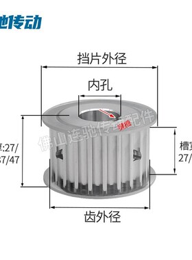 两面平8M30齿T通孔同步皮带轮 AF型 槽宽22/27/32/42内孔14-50mm