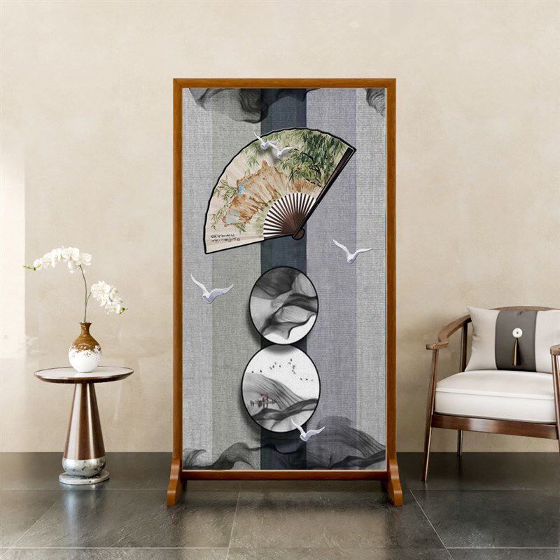 屏风隔断新中式简约进门客厅装饰遮挡玄关布艺家用艺术屏障座屏