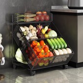 厨房置物架落地多层收纳架书架放菜小推车多功能果蔬菜篮子置物架