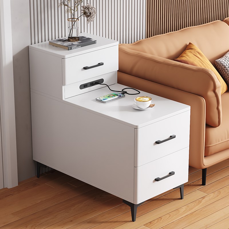 沙发边几边柜侧边柜带插座客厅家用现代简L约茶几储物柜茶水柜桌