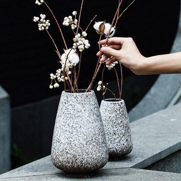 薇安雪花的面复古陶瓷花瓶陶釉客厅新中式玄关桌插花装饰品薇屋