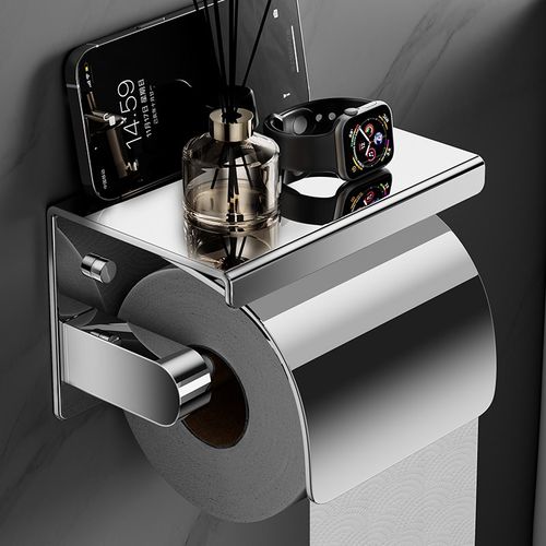 免打孔不锈钢纸巾l架抽纸盒卫生间厕所卷纸架子壁挂式纸巾盒置物