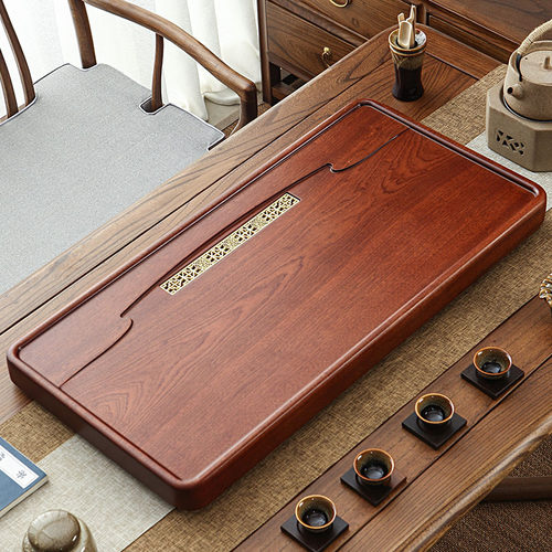 实木茶盘整块花梨木新中式功夫茶具简约家用单层轻奢现.代红木茶