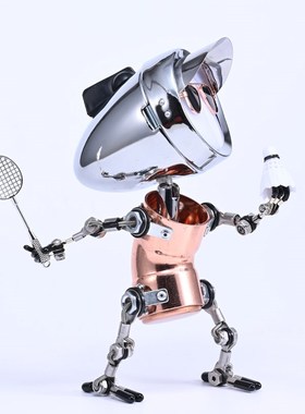 工业风金属高级手工机器人夜灯桌面氛F围摆件运动羽毛球男友礼品