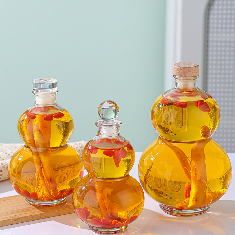 透明玻璃酒瓶空瓶创意葫芦果酒瓶冷萃饮料瓶子装酒存酒白酒分装瓶