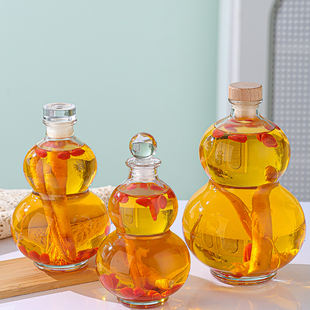 透明玻璃酒瓶空瓶创意葫芦果酒瓶冷萃饮料瓶子装酒存酒白酒分装瓶