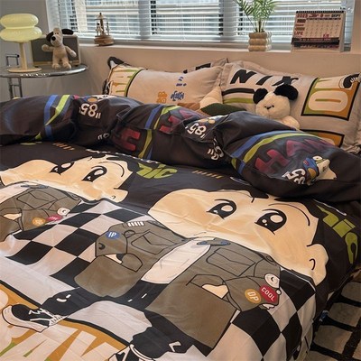 足球明星C罗运h动风男生床单被套四件套高级感学生宿舍单人三件套