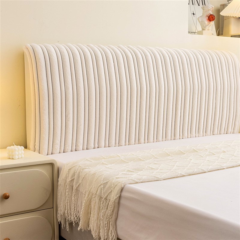 兔兔绒床头套罩2025冬季新款加C厚保暖毛绒靠背软包床背床头罩通