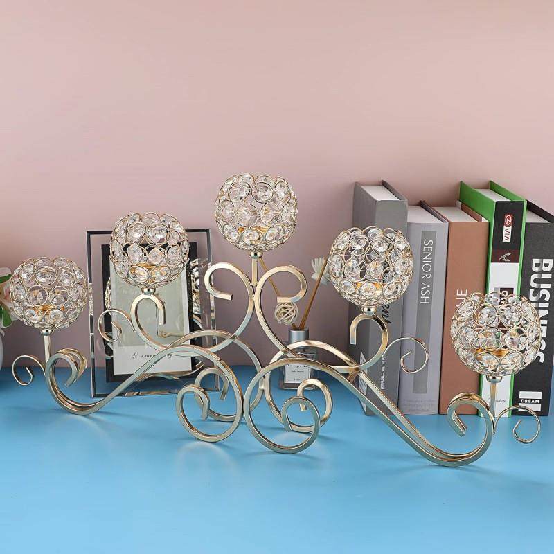 跨境创意欧式铁艺5头水晶烛台浪漫烛光晚餐家居场景布置烛台摆件,标准件/零部件/工业耗材,车间地垫,淘宝优惠券,粉丝福利购,淘宝优惠卷