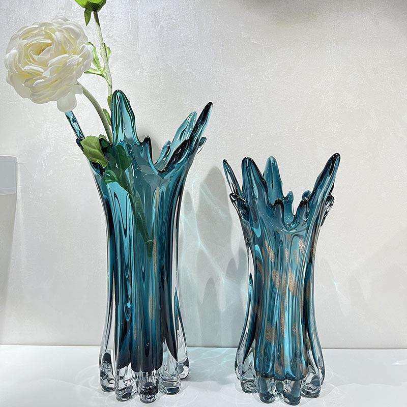 现代轻奢蓝色琉璃花瓶艺术摆件客厅样板间插花茶几餐桌面装饰花器,标准件/零部件/工业耗材,车间地垫,淘宝优惠券,粉丝福利购,淘宝优惠卷