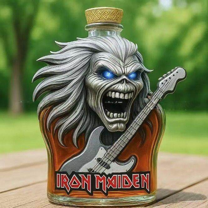 跨境新品Eddie威士忌酒瓶 lronmaiden乐队吉祥物高硼硅玻璃空酒瓶