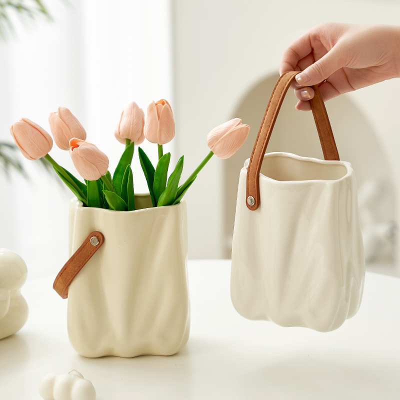 简约白色陶瓷花瓶k水培北欧现代创意家居客厅餐桌干燥花插花装饰