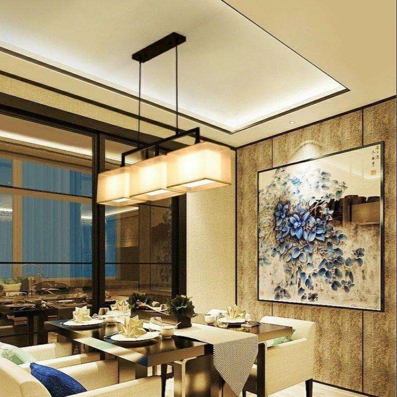 餐厅吊灯三头饭厅餐桌灯创意个性茶室灯现代简约中式禅意吧台灯具