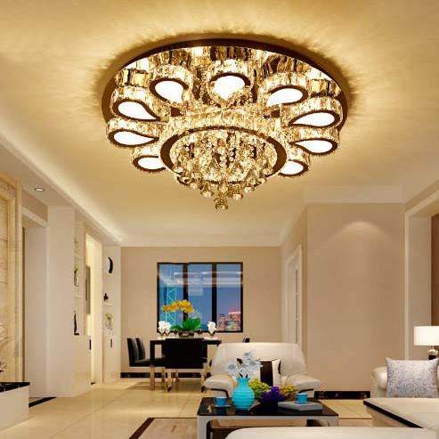 水晶吸顶灯圆形客厅水晶灯线切割浪漫卧室餐厅灯具现代LED灯