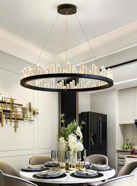 轻奢水晶吊灯 客厅餐厅led灯 后现代遥控创意大气黑色铁艺灯具