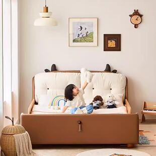 奶牛小岛实木儿童床男孩单人床2025新款女孩公主床带护栏1米5卧室