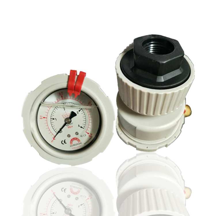 华记PP隔膜压力表耐震塑胶压力表实验室用充油隔膜表YN63 4KG现货