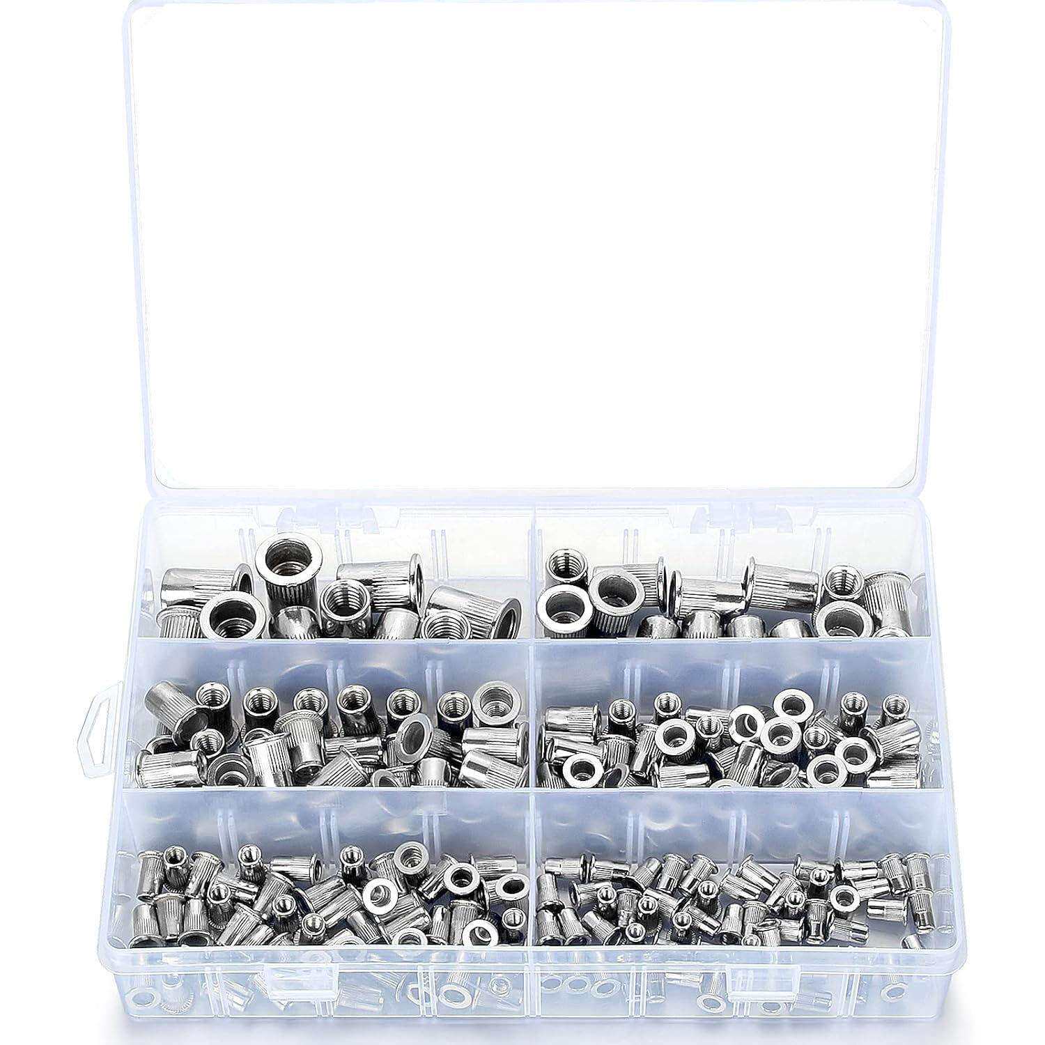 跨境210PCS盒装 M3-M10 /304不锈钢平头螺纹铆钉螺母组合套件