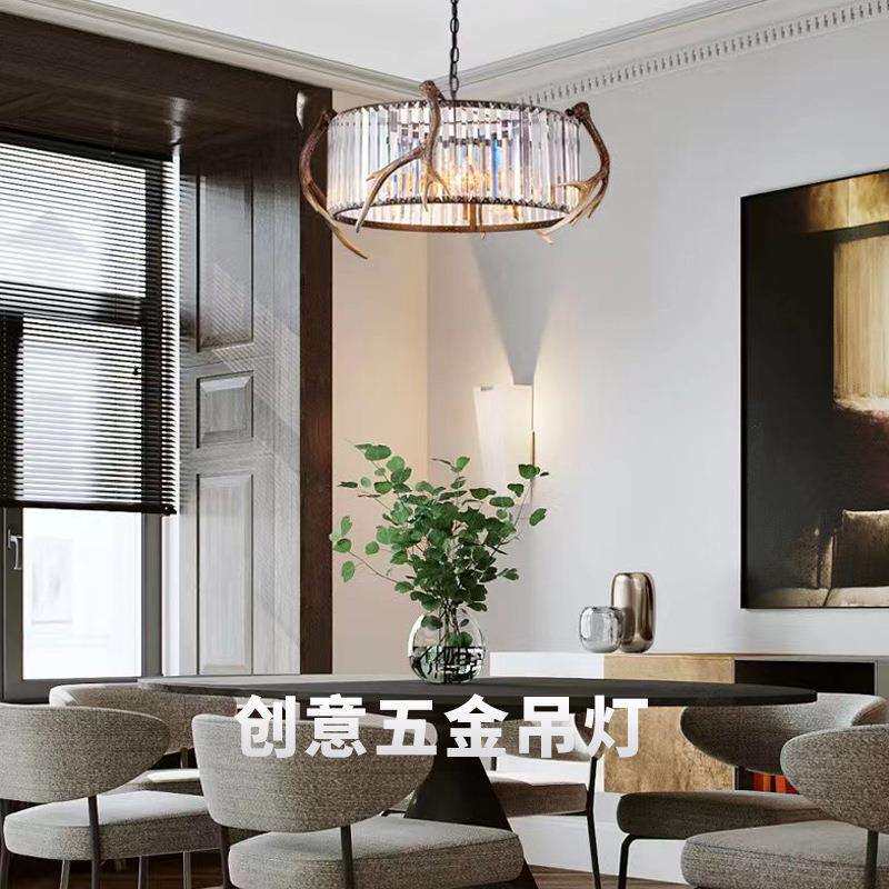 现代轻奢吊灯 简约单头吧台过道玄关灯饰创意树脂水晶卧室餐厅灯