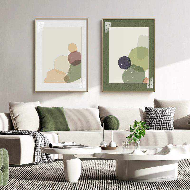 色巧北欧风格客厅装饰画绿色小清新餐厅挂画简约抽象几何壁画