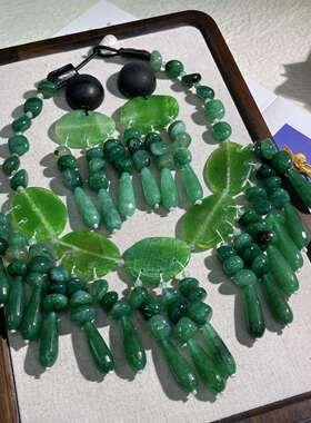 【蜜南】monies风中古vintage 天某石玛瑙绿色清爽时尚百搭款套装