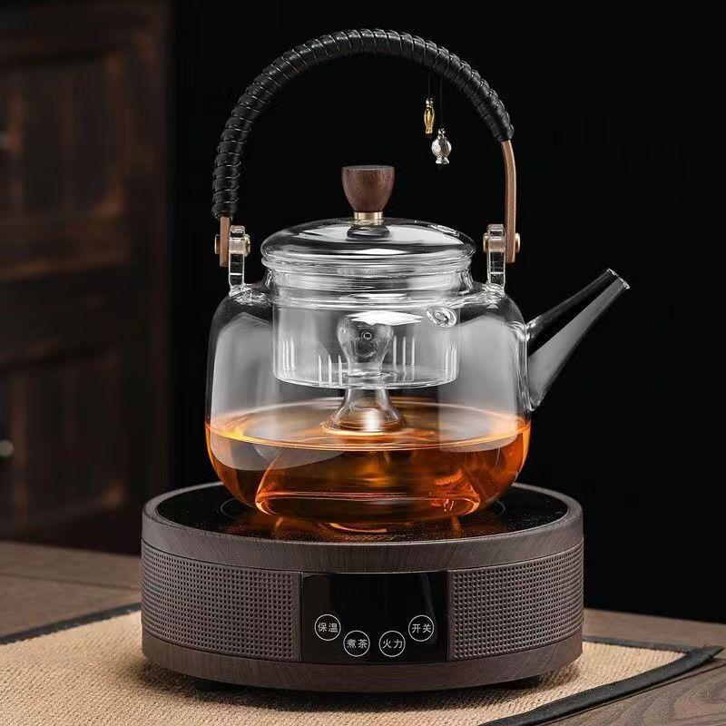 厂家蒸煮提梁茶壶茶具套装电陶炉黑茶耐高温玻璃新款四代茶漏