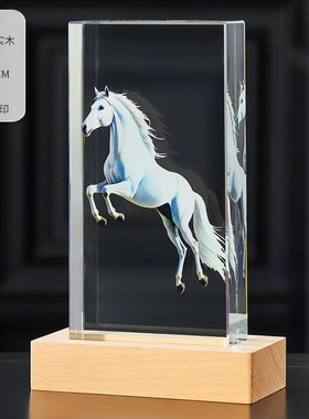 水晶内雕锦鲤摆件公m司创意电视酒柜桌面装饰品招财艺术发光轻奢