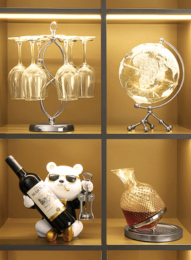 轻奢高档红酒架i酒柜装饰品摆件现代高级感客厅电视餐柜家居摆设