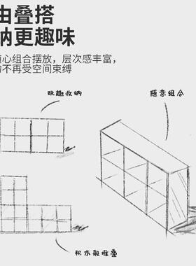 实木色书架落地客厅储物格子柜家用原木风置物架电视收纳柜矮书柜