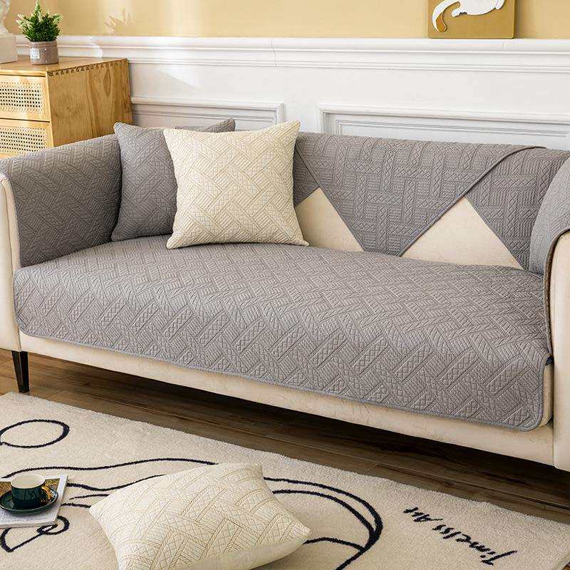 北欧简约沙发垫纯棉四季防滑灰色坐垫子现代通用盖布巾皮沙发