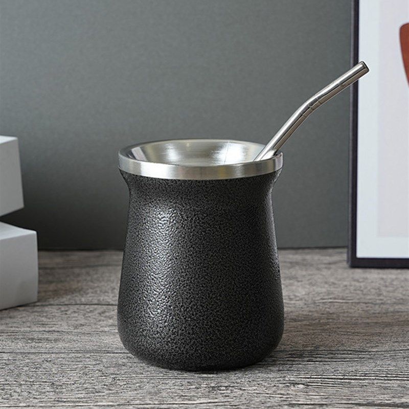 锤纹马黛茶杯子出口阿根廷不锈钢吸管J过滤勺子密封出料嘴封口夹