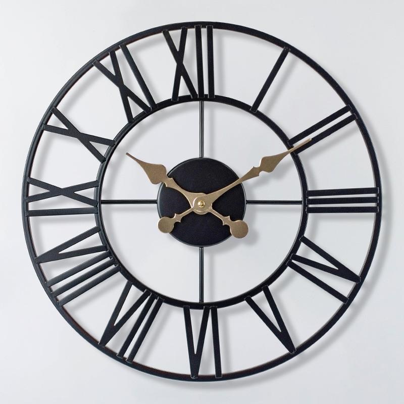 轻奢现代静音钟表北欧创意挂钟时尚客厅玄关家V用艺术铁艺挂表