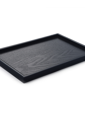 日式黑色木质托盘长方形实木盘子餐盘端J菜盘茶盘水杯托盘复古饭
