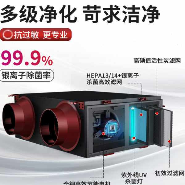 新风系统家用全屋通风换气双向流新风机商用排风网吧餐厅地下室