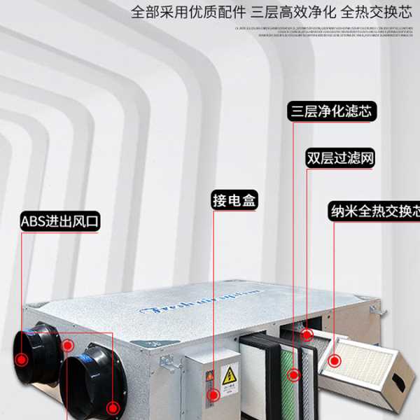 新风系统商用家用静音全热交换双向流新风机送排一体新风换气机