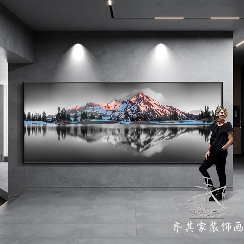 黑白工业风e装饰画客厅现代简约沙发背景墙壁挂画风景墙面卧室床